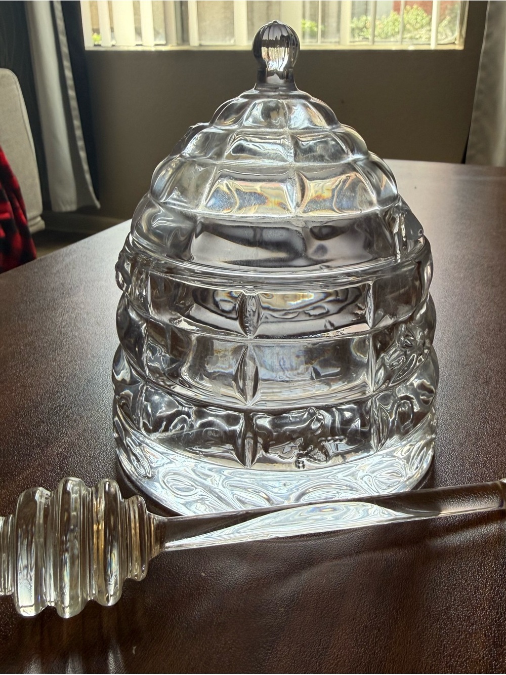Clear Glass Honey Jar with Dipper - Home Dining